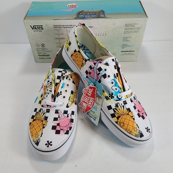 Vans X SpongeBob Authentic Airbrush White Multi Sneakers Men's Size 11